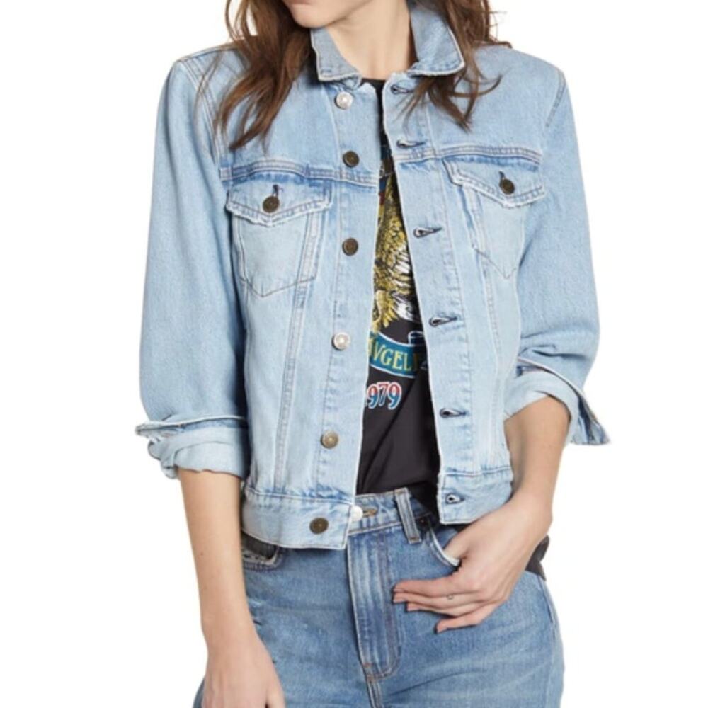 Reformation Jeans Jacket Women XS Blue Tahoe Light Wash Denim‎ Button Front - Picture 3 of 12